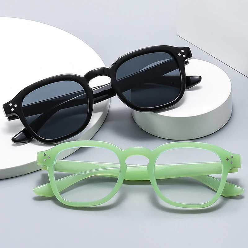 Женские и мужские ретро-очки SHAUNA квадратные солнцезащитные очки с заклепками