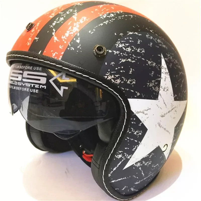 

Винтажный мотоциклетный шлем с открытым лицом в стиле ретро немецкий Kask,Cafe Racer,Scooter,Cruiser,Chopper, матовый черный, подкладка из пенополистирола, о...