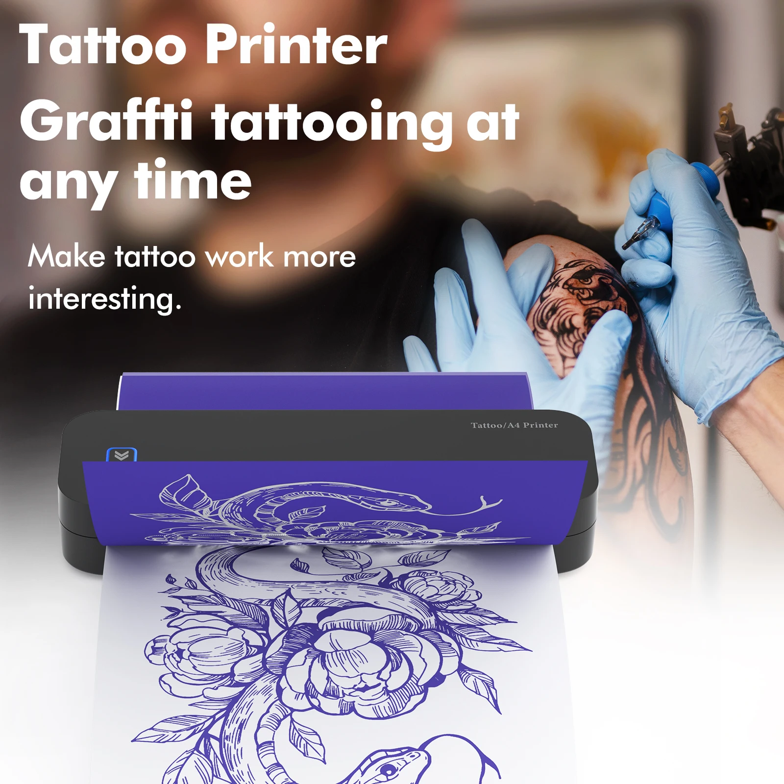 Портативный термопринтер для переноса татуировок с Bluetooth