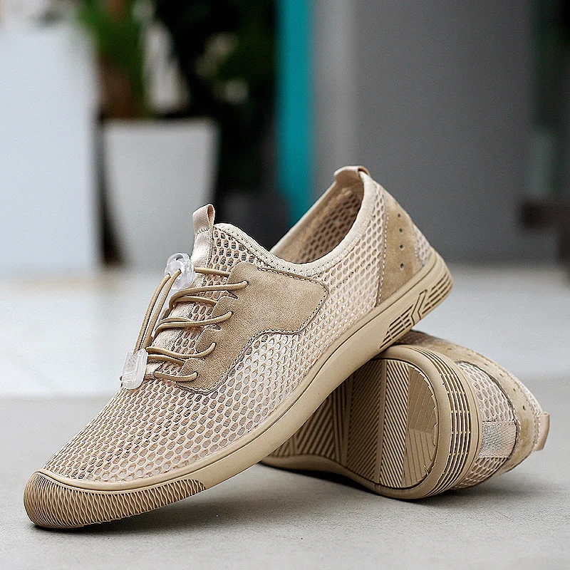 

Shoes Men's England Trend Casual Shoes Loafers Male Suede Leather Breathable Mesh Sneakers Weaving Slip on Summer Shoes Man Flat