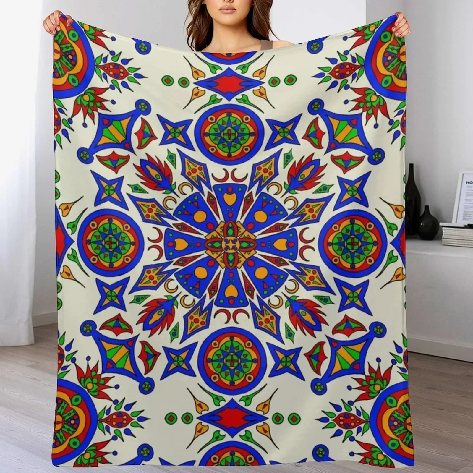 Турецкая цветочная плитка # 3-х мягких роскошных походных одеял