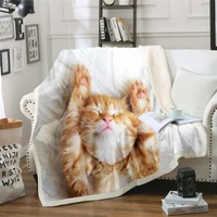cute sleeping cat 3d printed wool blanket picnic extra thick fashion sheets cats pet children kids sherpa throw blankets