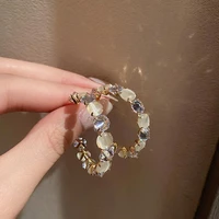 2022 korean fashion simple zircon metal hoop earrings for woman neo gothic girls luxury jewelry wedding party set accessories