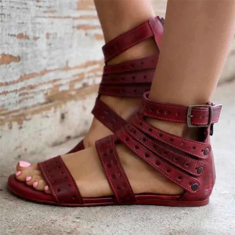 Women Sandals Gladiator Quality PU Leather Buckle Strap Black Platform High  Bottom Gothic Designer Flats Heel Ladies Shoes - купить по выгодной цене |  AliExpress