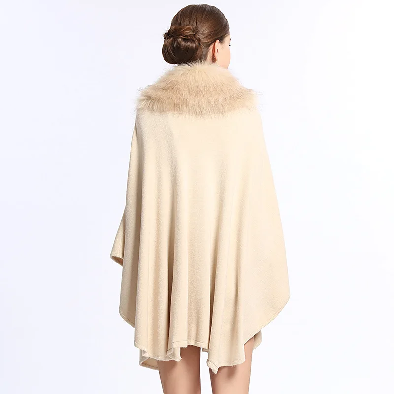 Autumn and winter new style imitation fox fur big fur collar loose large knitted cape cape
