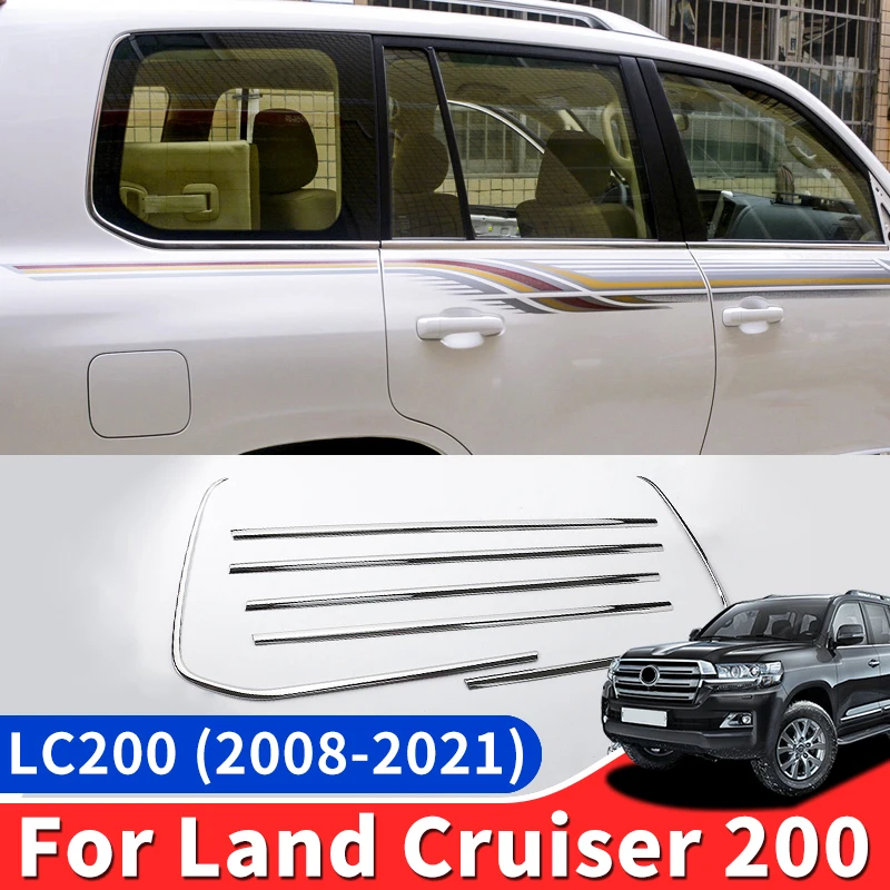 For Toyota Land Cruiser 200 2008-2021 2020 2019 Window Stainless Steel Decoration LC200 FJ200 Car Body Modification Accessories