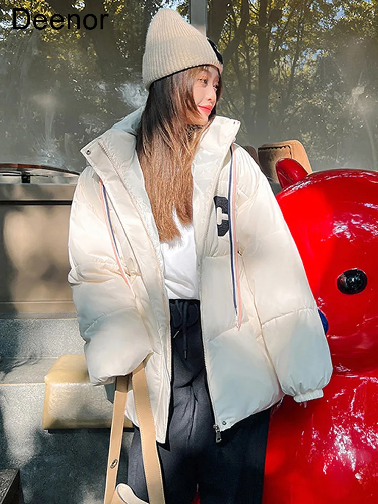 2022 New Autumn Winter Loose Jacket Hooded Coat Women Overcoat Solid Cotton-padded Clothes Female Parka Outerwear