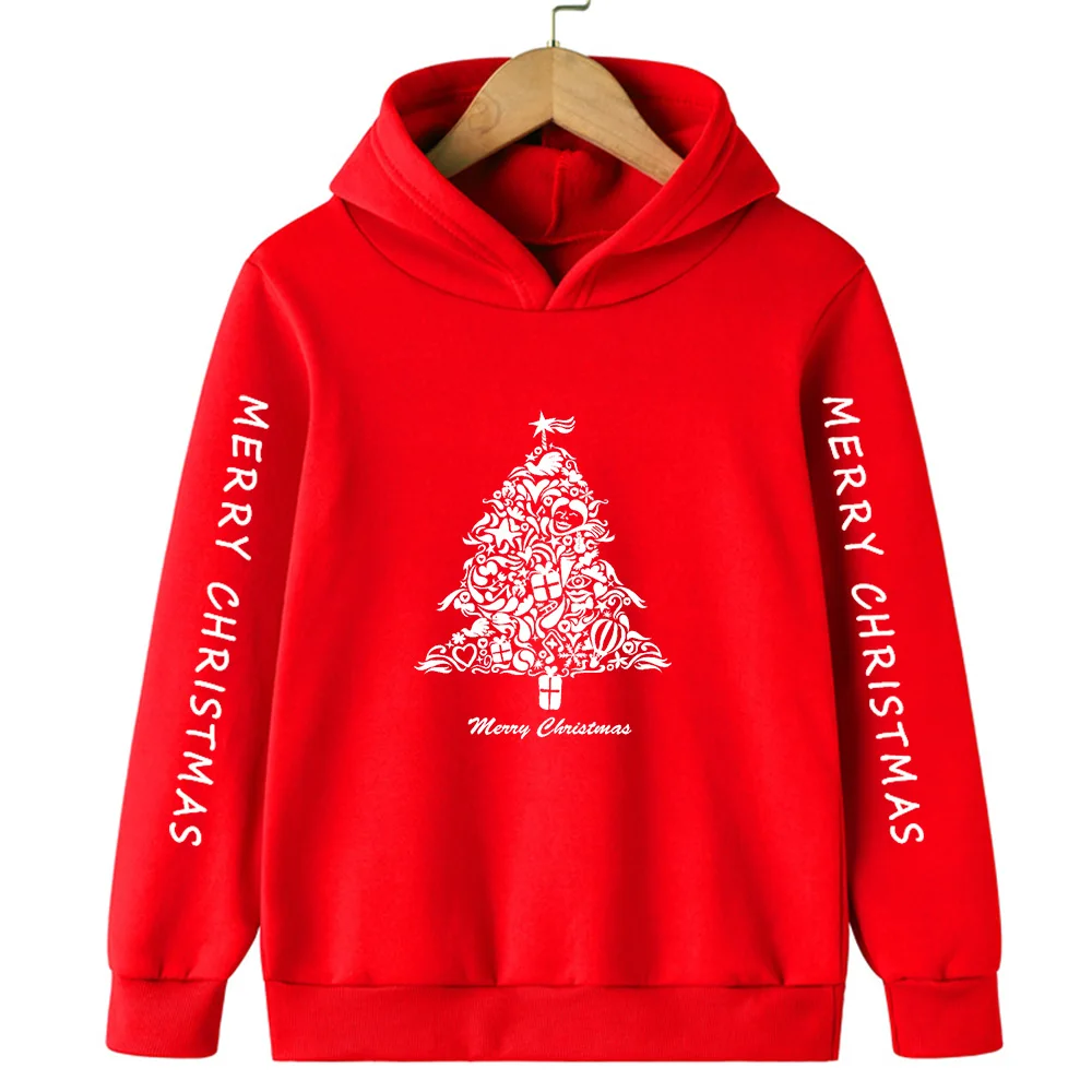 

Christmas Pattern Letters 2D Fashion Printing Hoodie Boys Girls 4-14 Years Old Spring Autumn Children's Warm Pullovers