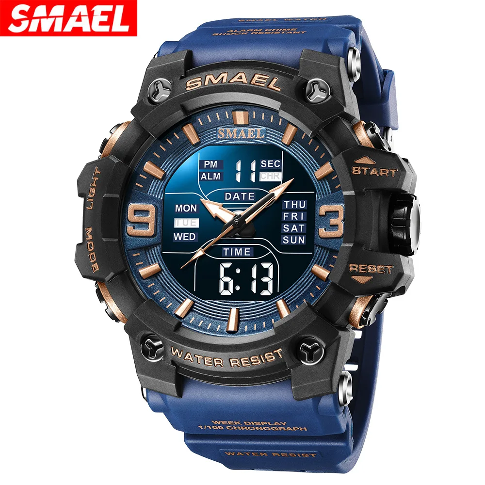 

SAMEL Sport Style Men Digital Watch Shock Military Watches Dual Display Waterproof Army Time Quartz Wristwatch Male Sports Clock