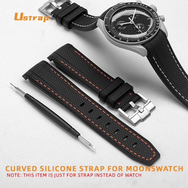 Изогнутый силиконовый ремешок для часов Omega X Swatch MoonSwatch speedmaster AT150 seamaster 20 мм