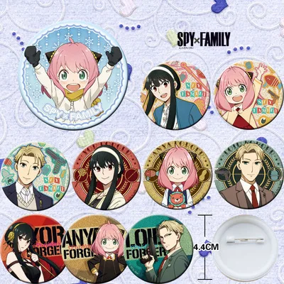 

10pcs Spy Family Anya Forger Yor Forger 44mm Badge Figure Badges Round Brooch Pin Gifts Kids Toy 3805