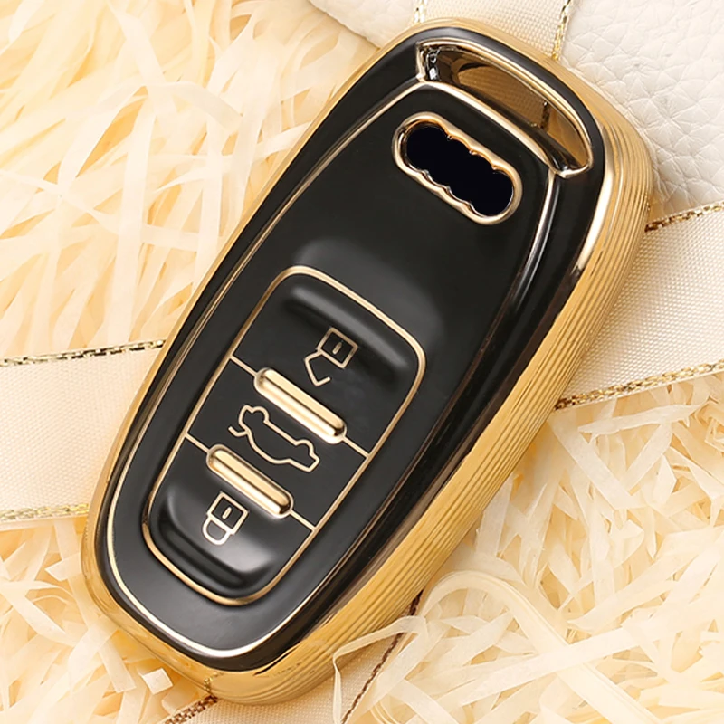 

TPU Car Key Case Cover Shell Fob For Audi A1 A3 A4 A5 A6 A7 A8 Quattro Q3 Q5 Q7 2009-2015 3 Buttons Auto Protector Accessories