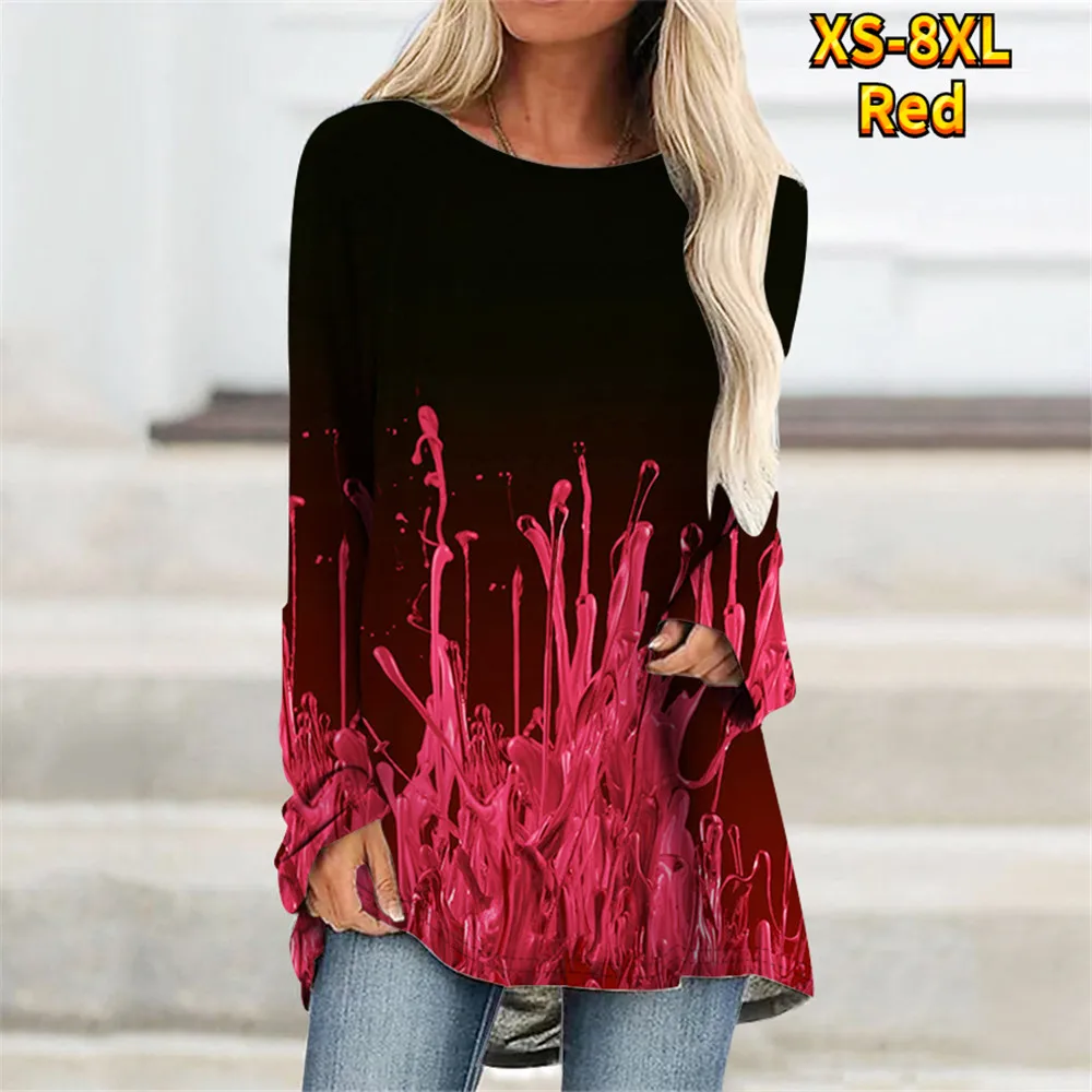 

Женская футболка с длинным рукавом, круглым вырезом и принтом