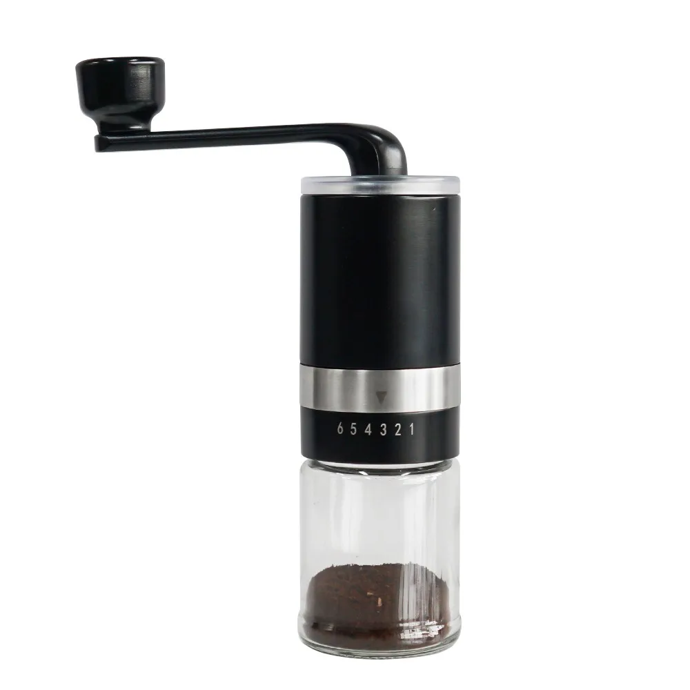 

Manual Coffee Grinder With 6 Adjustable Setting Glass Portable Handheld Crank Coffee Bean Grinding Kitchen Tools