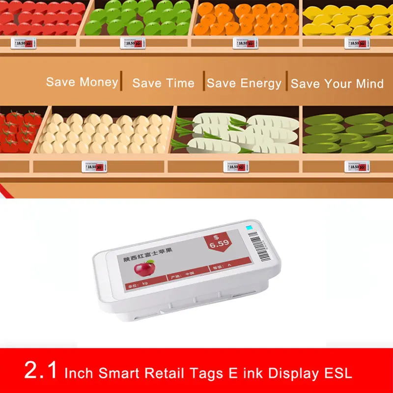 

Этикетка электронная, 2,1 дюйма, 3 цвета, 2,4 ГГц, 1 шт.