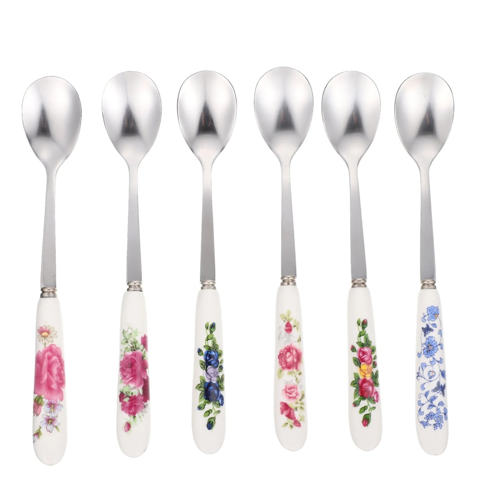 

Spoon Spoons Soup Grapefruit Teaspoons Tea Coffee Ceramic Cutehandle Sugarespresso Rice Stirring Basting Steel Stainless Retro