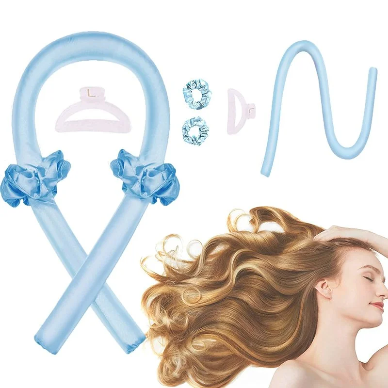 

Heatless Curling Rod Headband, No Heat Curl Ribbon with Hair Clips and Scrunchie, Sleeping Curls Silk Ribbon Hair Rollers