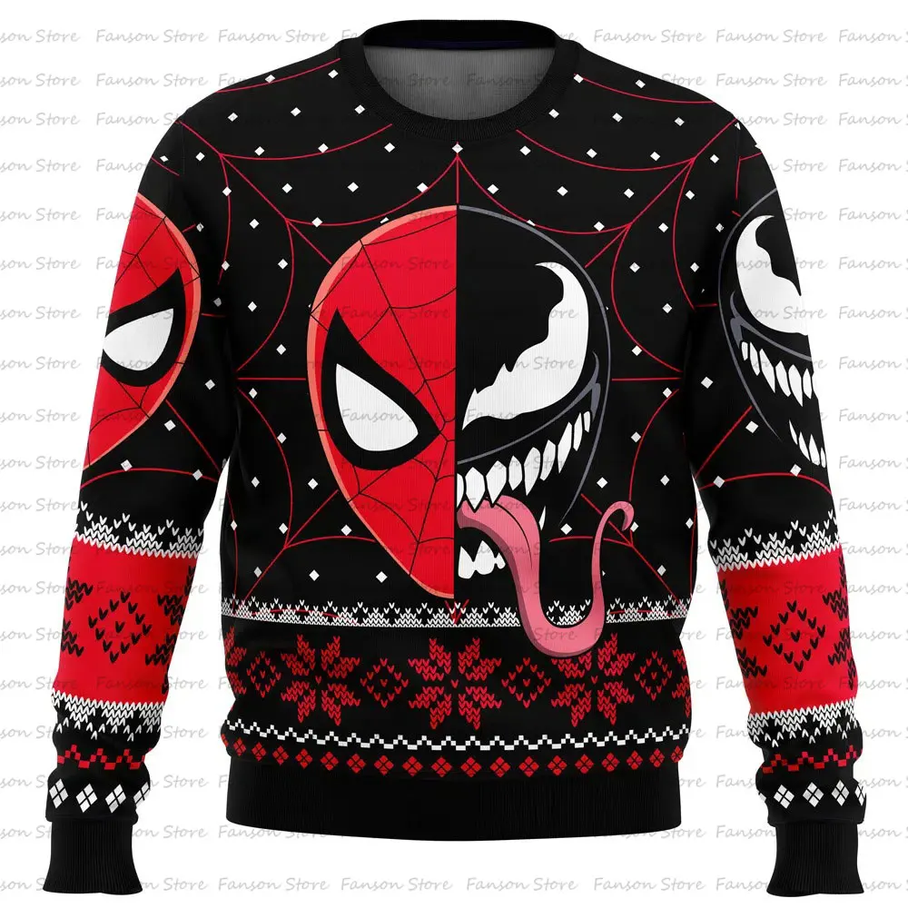 Symdangers-Sweat à capuche de dessin animé Marvel Venom pour hommes et femmes pull Noël Anime sweat-shirt couple nouvelle
