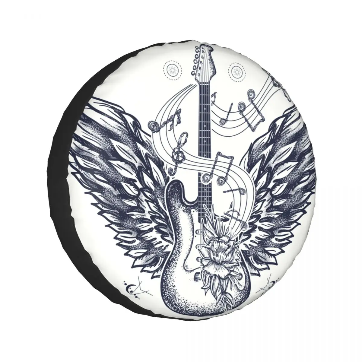 

1pcs Universal Car Spare Tire Cover Case Auto Wheel Tire Electric Guitar Wings Music Notes Vehicle Tyre Waterproof Polyester Bag