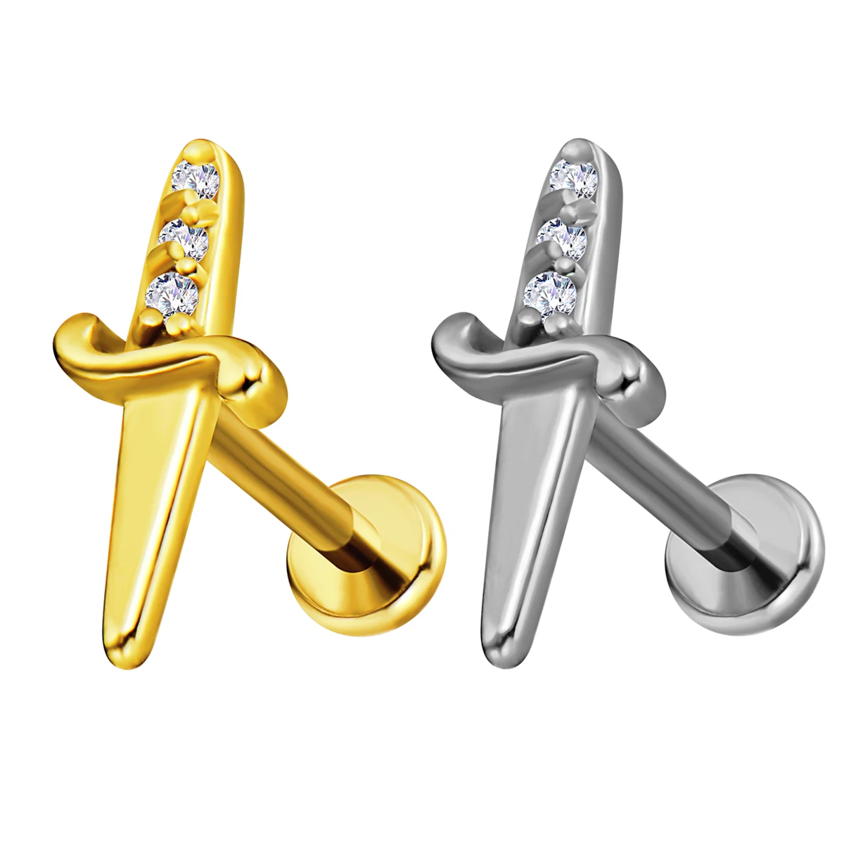 Серьги-гвоздики из хирургической стали с фианитом