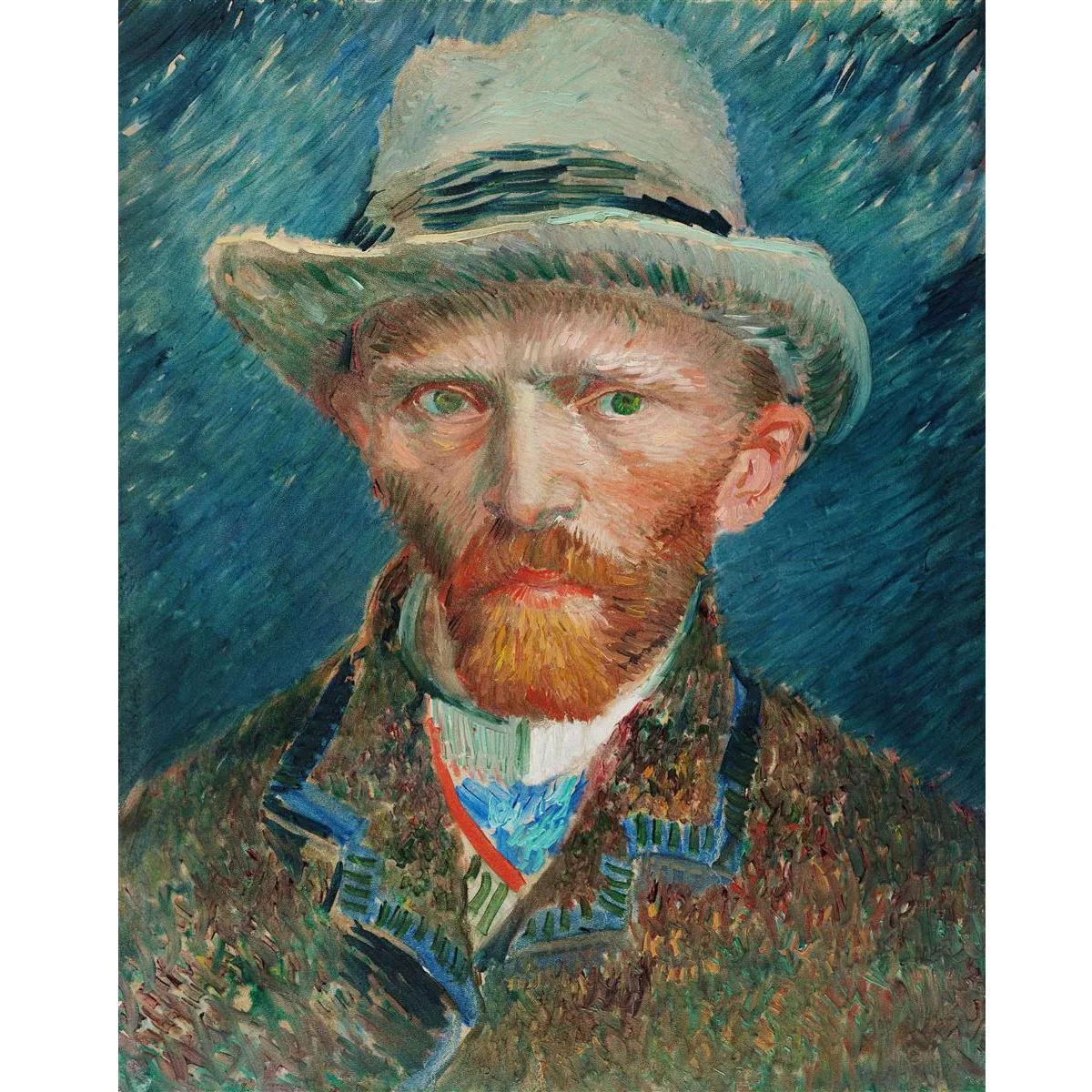

Van Gogh oil painting reproduction of Self Portrait with a Grey Felt Hat Impressionist figure painting on canvas free shipping