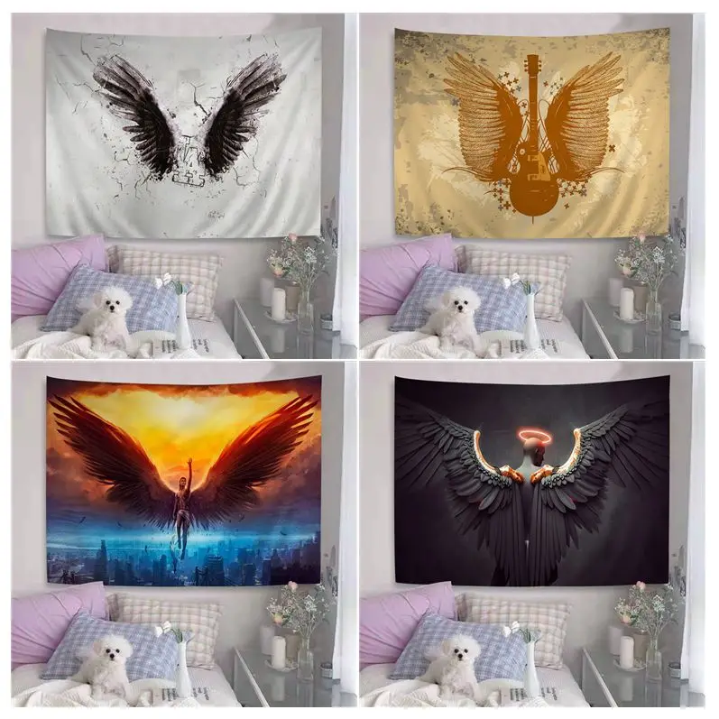 

Starry Universe Wings Anime Tapestry Indian Buddha Wall Decoration Witchcraft Bohemian Hippie Decor Blanket