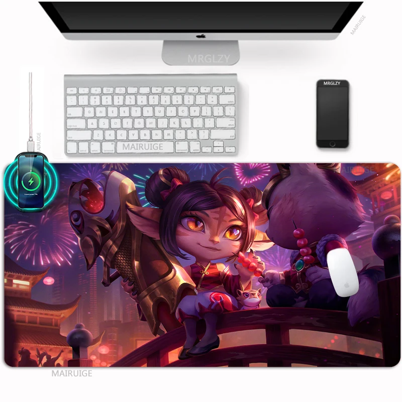 

Cute Teemo LOL Diana Wireless Charging Mouse Pad Non-slipTable Mats Rug Charge DeskPad Mousepad Mat XL Game Accessories MouseMat