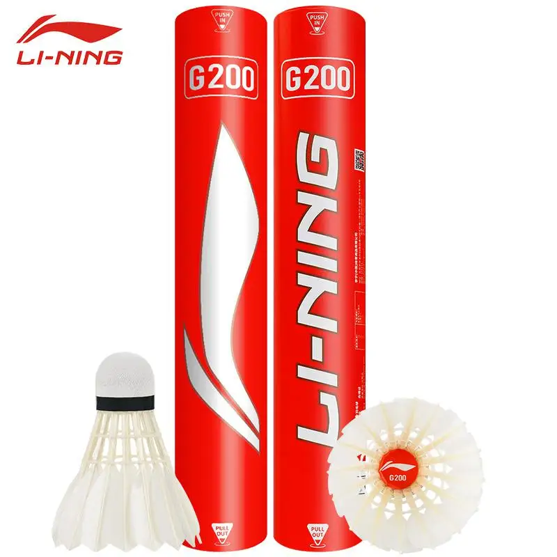 

LINING 84Pcs=7tubes Li-Ning Brand G200 Badminton Shuttlecock Goose Feather Birdies Flying Stably Durable Li Ning Battledore