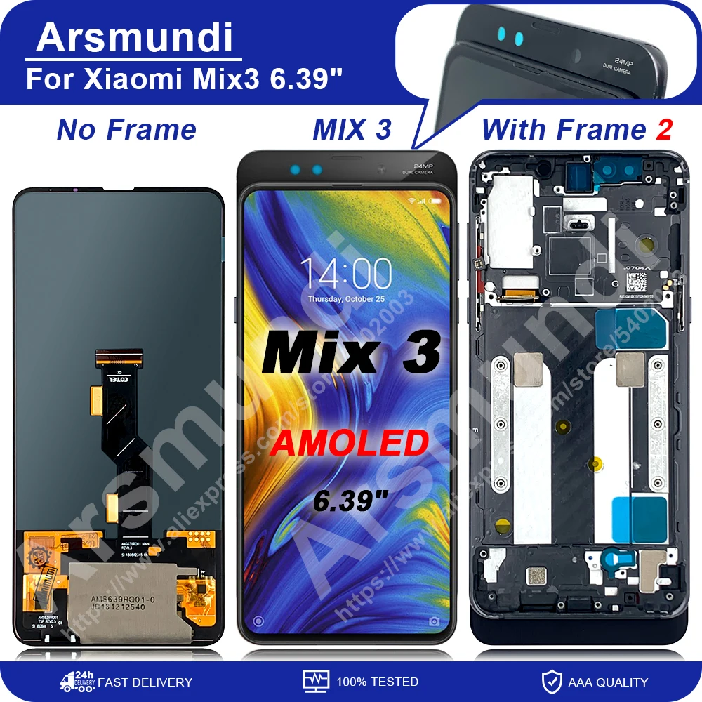 

Top 6.39" Super AMOLED For Xiaomi Mi Mix 3 Mix3 LCD Display Touch Screen Digitizer Assembly For Mi Mix3 M1810E5A M1810E5GG