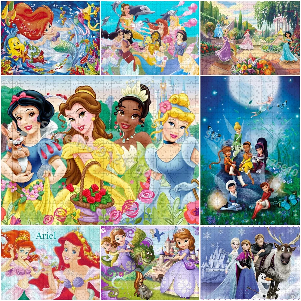 

Disney Princess Jigsaw Puzzles 300/500 Pieces Disney Wonderland Cartoon Paper Puzzles for Adult Kids Family Decompress Toys Gift