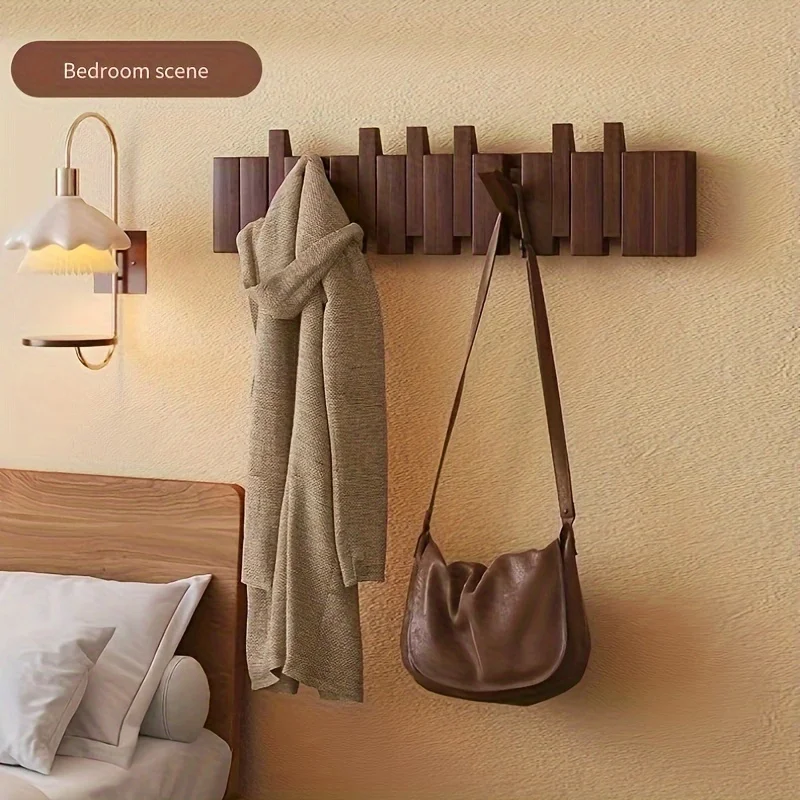 1 шт. настенная деревянная вешалка для одежды с 10 складными крючками Компактная