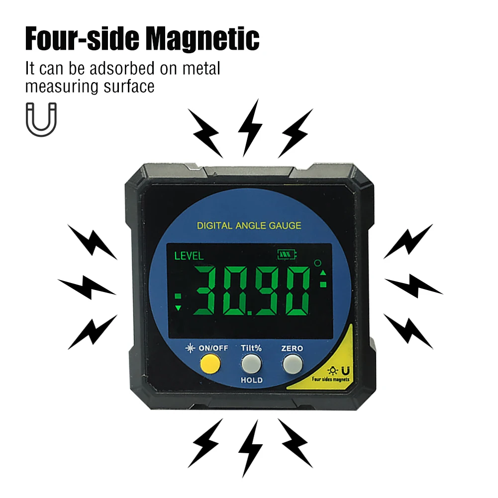 

RZ Digital Level Angle Gauge 360° Mini Measuring Digital Inclinometer With Magnetic Base Electronic Universal Bevel Protractor