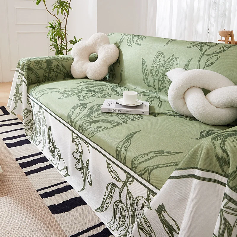 

Ice Silk Sofa Cover for Summer, Cool Feeling, Full Cover Cloth, Simple Non-Slip, Multifunctional Towel