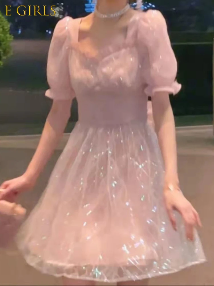 

Летнее милое платье с блестками и бантом для девочек, женское платье с открытыми плечами, женское корейское модное дизайнерское бандажвече...