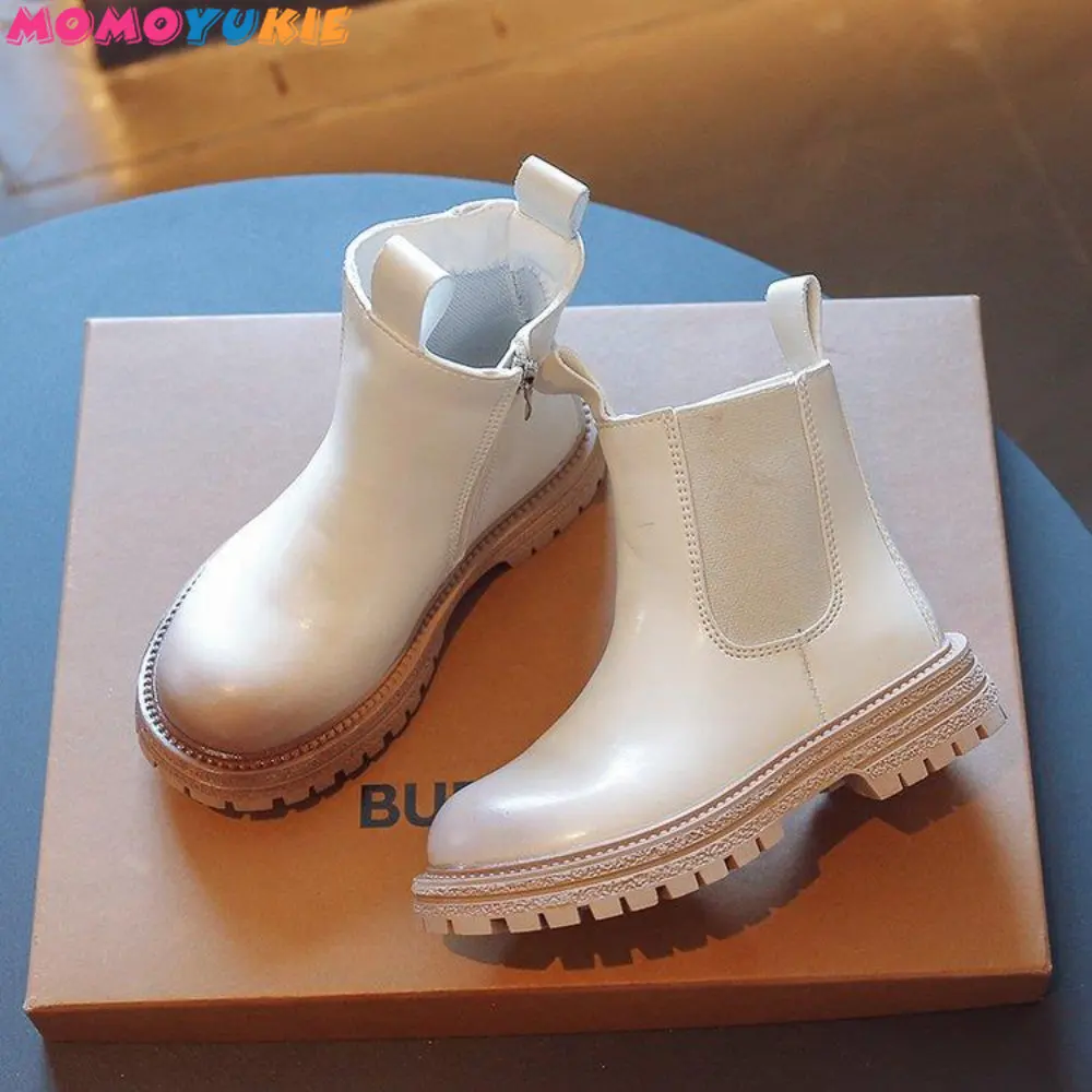 

2022 Autumn Winter Childrens Shoes Quality Leather British Style Martin Boots Girls Leather Comfortable Warm Short Fashion Boots