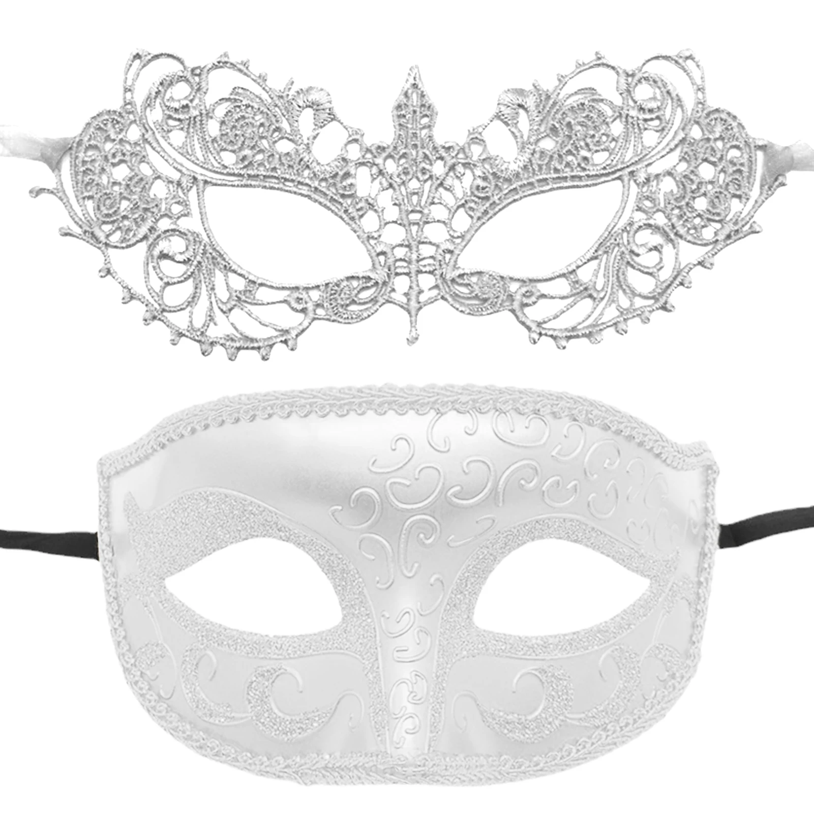 

Masquerade Masks Lace And PP Made Couple Masks Combination Set Men Women Mardi Gras Carnival Parties Prom Personality Headdress