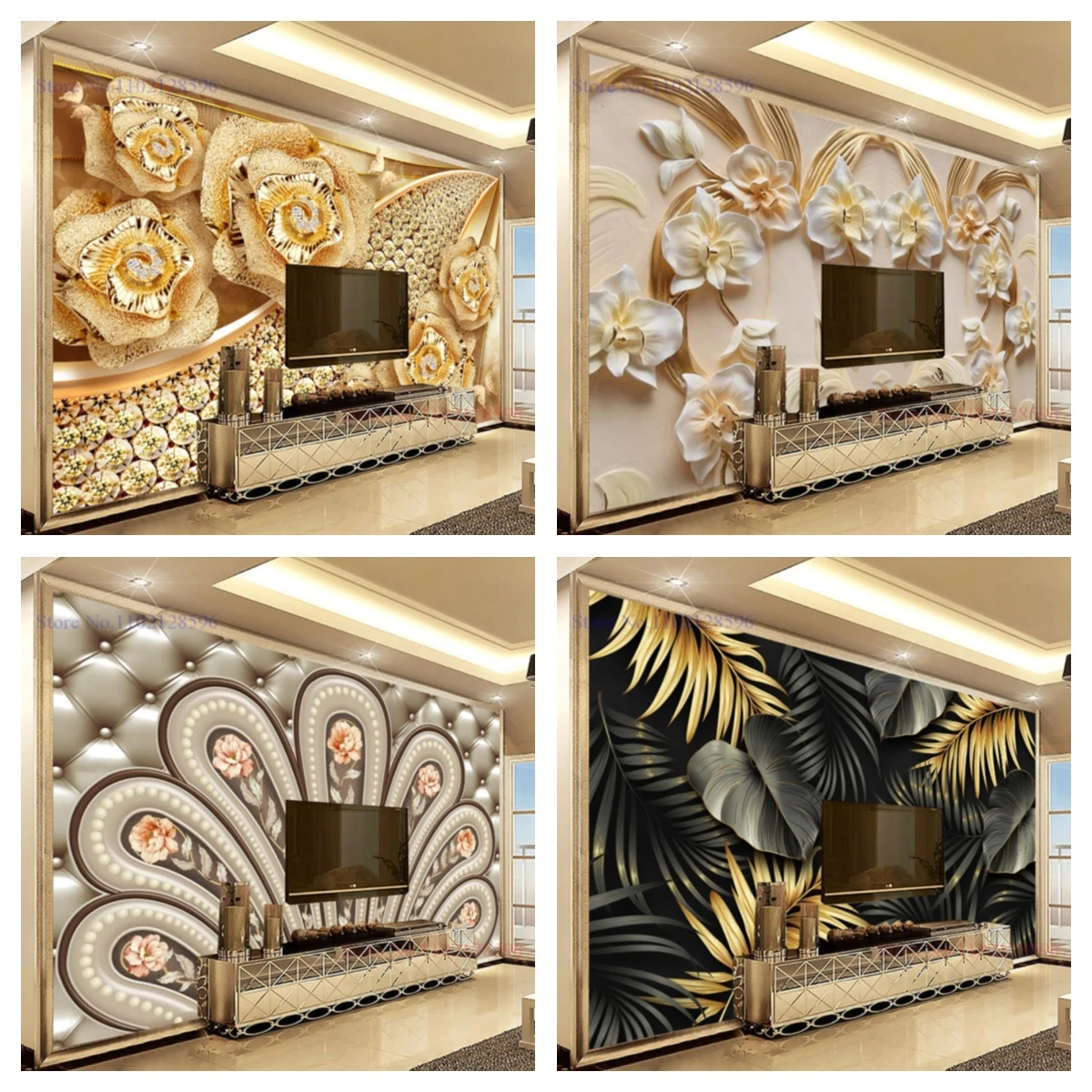 Настенная 3D Роспись на заказ Роскошный Золотой Большой Настенный декор для
