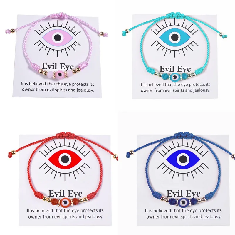 Модный Красочный браслет дьявола сглаза для женщин хрустальный бисер плетеная