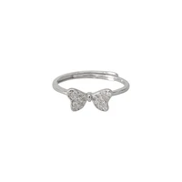 925 sterling silver bow ring for women with light luxury and niche design sense index finger ring opening adjustable ins tide