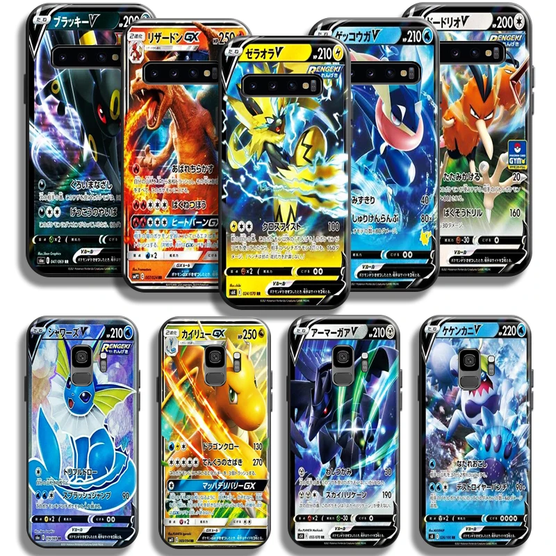 

Anime Pokemon Cards Phone Case For Samsung Galaxy S10 5G S9 S8 Plus S10 Lite S10E Black Silicone Cover Coque Soft Carcasa