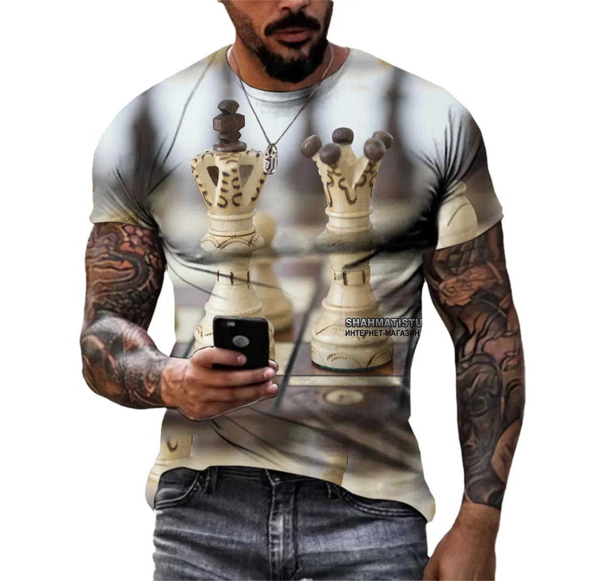 Летняя мужская футболка шахматы 3d Hd печать высококачественная одежда для
