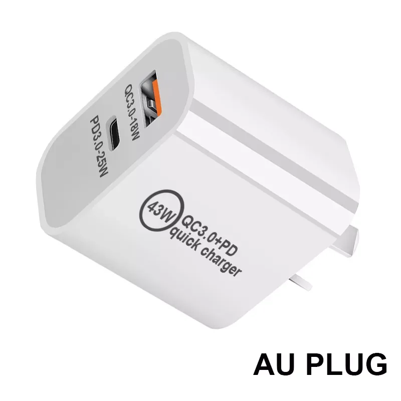 

NEW2023 EU/US/UK/AU Plug USB Charger Quick Charge 3.0 for Phone Adapter 13 Pro Max Portable Wall Charger Fast Charger Type C