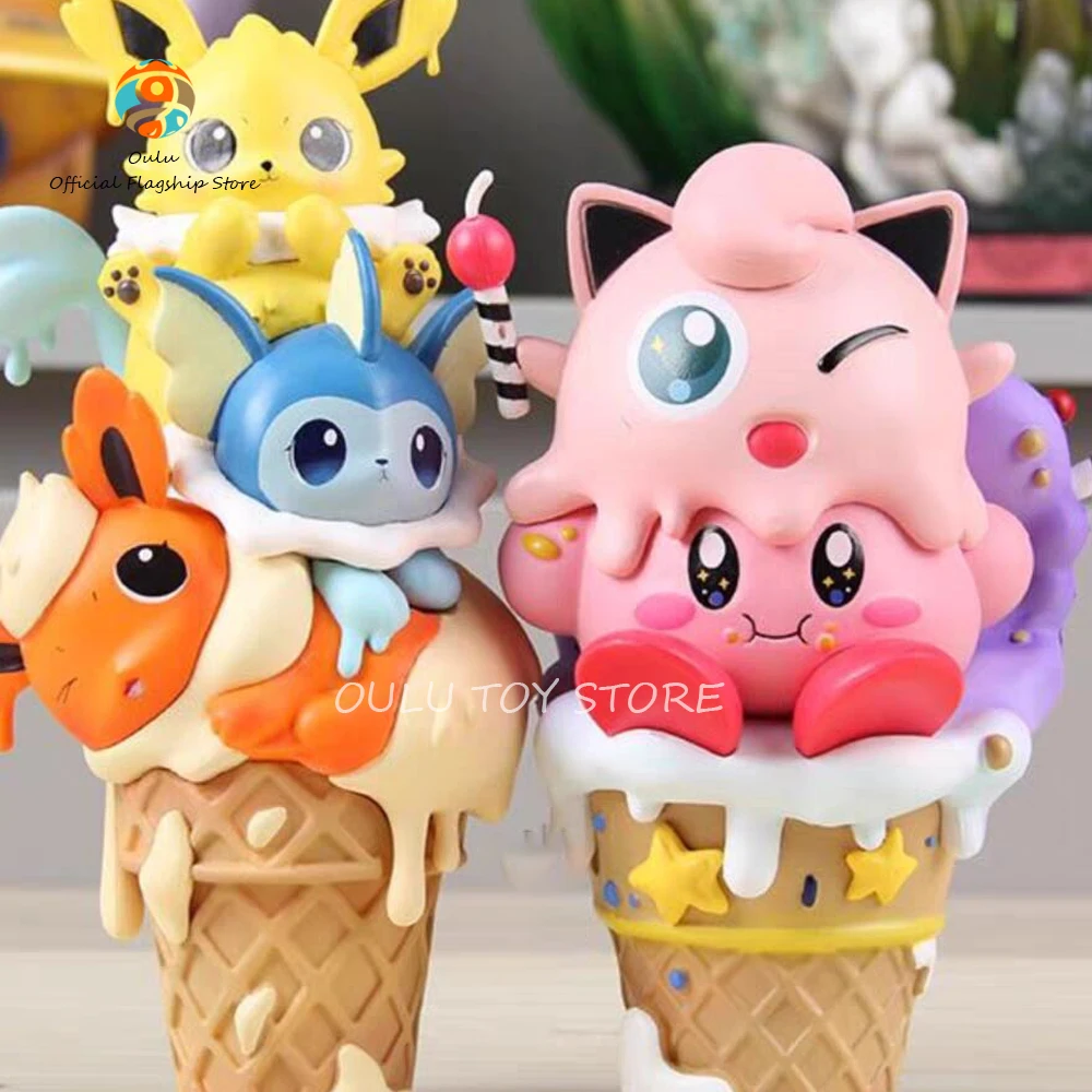 

New Kirby Anime Figure PokéMon Lugia Slowpoke Gengar Pikachu Ice Cream Figurine Kawaii Cute Pvc Collection Ornament Gift Toys
