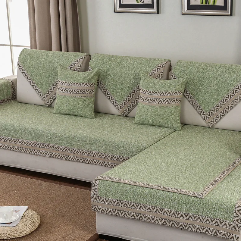 

Nordic Quilted Anti-wear Sofa Covers Universal Anti-slip Sofa Cushion Cover Cotton Linen Recliner Slipcover Furniture Protector