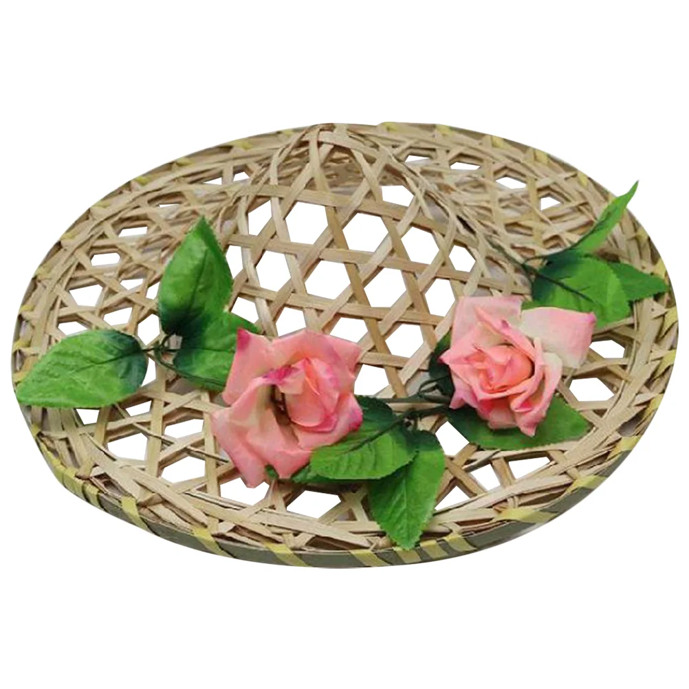 

Dance Hat Cosplay Party Hats Adults Bamboo Oriental Decor Hollow Weaving Manual