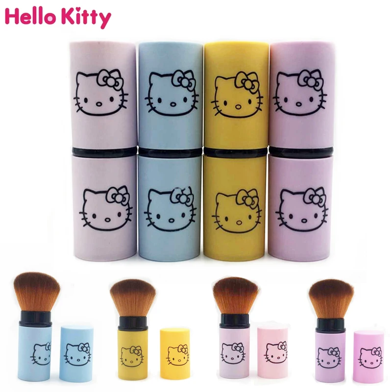 

Hello Kittys Портативные Выдвижные Косметические кисти для пудры и основы для макияжа в стиле аниме Kt Cat, мягкий инструмент для ногтей, подарок для девушки