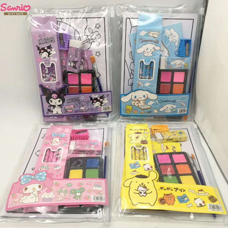 

4pcs Sanrio Kuromi Pigment Coloring Book Set Picture Book Pencil Eraser Roll Kawaii School Cute Stationery School Supplies