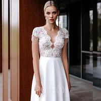 poeo boho lace applique cap sleeve wedding dress beading sleeve zipper back chiffon beach bride gown a line court train