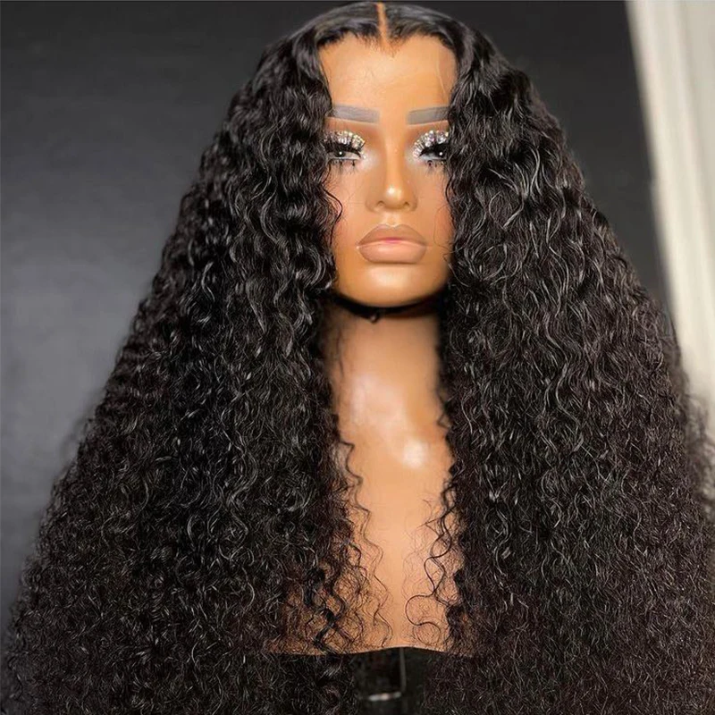 200%Density 26Inch Natural Color Free Part Kinky Curly Lace Front Wig For Women With Baby Hair Natural Hairline High Temperature