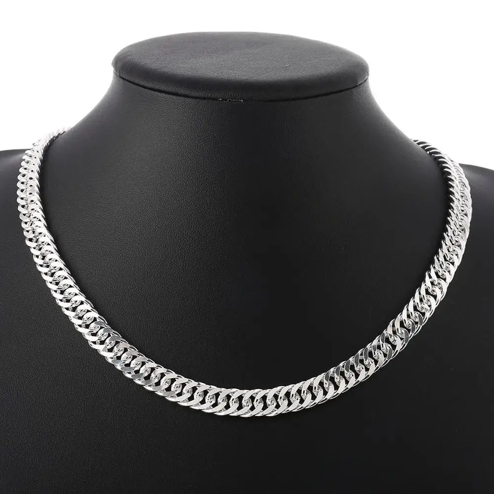 

Hot Fine Width 6MM Chain 925 Sterling Silver Necklaces for Women Men Charm Fashion Jewelry Wedding Party Holiday Gift 50-60cm